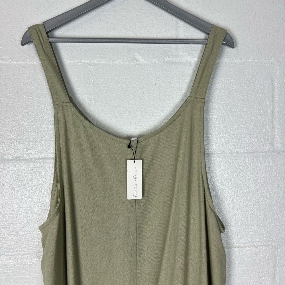 NEW HUNTER & BROWN Flowy‎ Casual Jumpsuit XL linen blend beige romper - Picture 4 of 10